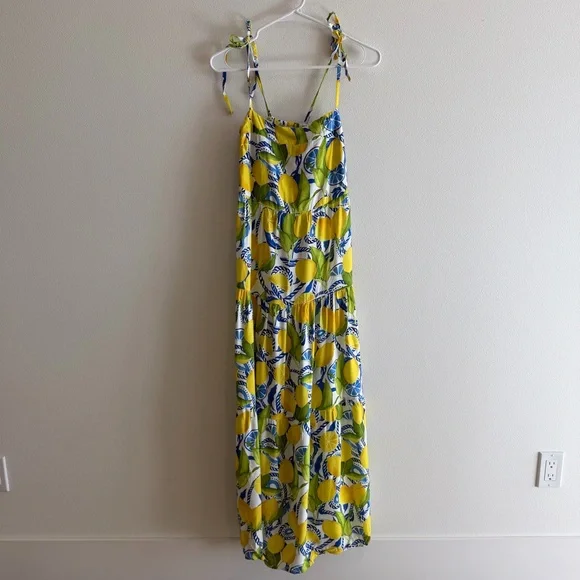 Kenny Flowers The Positano Resort Lemon Print Maxi Dress Size M - Picture 2 of 7
